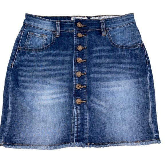 Indigo Rein Size 3 Jean Mini Skirt Button Down - Picture 1 of 11